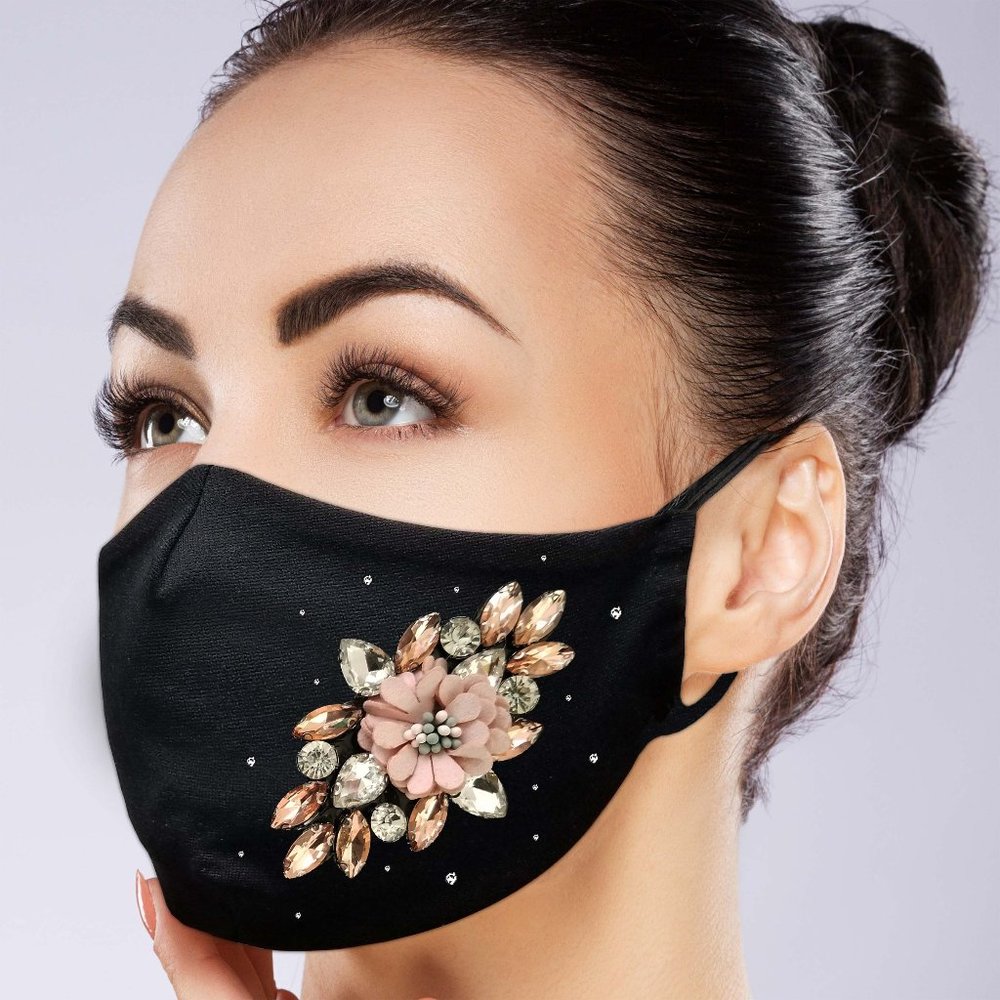 Jewelry Flower Face Mask w/ filter pocket
